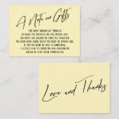 Carte D'accompagnement Une note sur les cadeaux Écriture moderne Mariage  (Devant / Derrière)