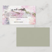 Carte D'accompagnement Une Note Sur Les Cadeaux Elégant Mariage Souhaite  (Devant / Derrière)
