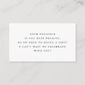 Carte D'accompagnement Une Note Sur Les Cadeaux Élégant Script Minimalist (Dos)