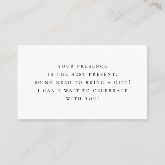 Carte D'accompagnement Une Note Sur Les Cadeaux Élégant Script Minimalist (Dos)