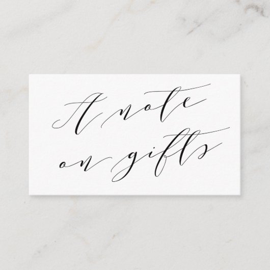 Carte D'accompagnement Une Note Sur Les Cadeaux Élégant Script Minimalist (Devant)