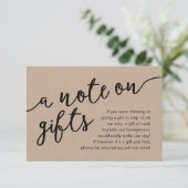 Carte D'accompagnement Une Note Sur Les Cadeaux, Fonds Lune De Miel (Debout devant)