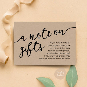 Carte D'accompagnement Une Note Sur Les Cadeaux, Fonds Lune De Miel