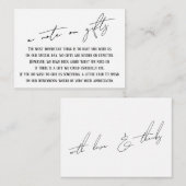 Carte D'accompagnement Une note sur les cadeaux, l'écriture moderne blanc (Devant / Derrière)