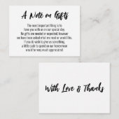 Carte D'accompagnement Une note sur les cadeaux Mariage Décontracté d'écr (Devant / Derrière)
