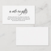 Carte D'accompagnement Une note sur les cadeaux, Mariage élégant moderne (Devant / Derrière)
