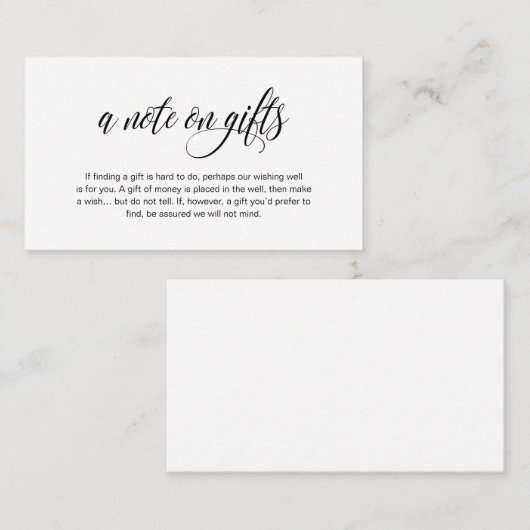 Carte D'accompagnement Une note sur les cadeaux, Mariage élégant moderne (Devant / Derrière)