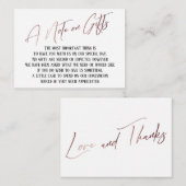 Carte D'accompagnement Une note sur les cadeaux Rose Mariage d'écriture m (Devant / Derrière)