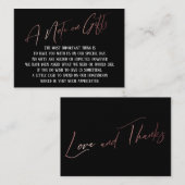 Carte D'accompagnement Une note sur les cadeaux Rose Mariage d'écriture m (Devant / Derrière)