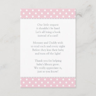 Carte D'accompagnement Une petite demande Baby Shower Rose à pois rouges