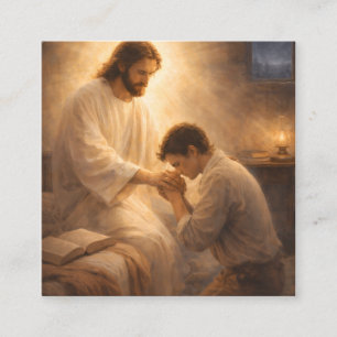 Carte D'accompagnement Une prière à genoux avec Jésus