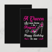 Carte D'accompagnement Une Reine Est Née En Août Femmes D'Anniversaire (Devant / Derrière)