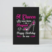 Carte D'accompagnement Une Reine Est Née En Août Femmes D'Anniversaire (Debout devant)