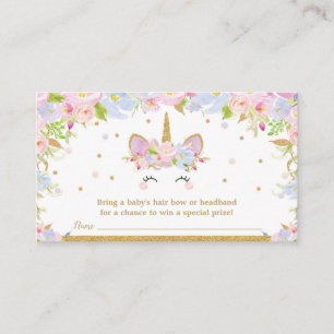 Carte D'accompagnement Unicorn Baby shower Bow Raffle Headband Baby Girl