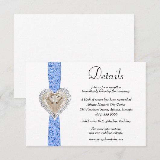 Carte D'accompagnement Unicorn Blue Lace Détails du Mariage (Devant / Derrière)
