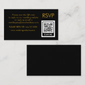 Carte D'accompagnement Unique QR Code noir Lettres d'or Mariage RSVP (Devant / Derrière)