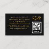 Carte D'accompagnement Unique QR Code noir Lettres d'or Mariage RSVP (Devant)