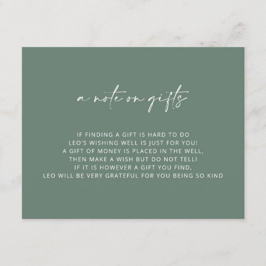 Carte D'accompagnement V4 Baptême vert simple Wishing well (Devant)