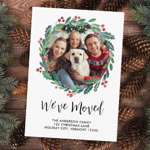 Carte D'accompagnement Vacances Verdure Wreath Photo personnalisée Déména