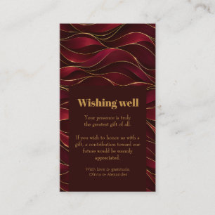 Carte D'accompagnement Vagues de marbre rouge burgundy élégantes avec acc