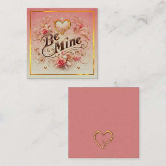 Carte D'accompagnement Valentine's Day Be Mine Design with Heart, Citatio (Devant / Derrière)