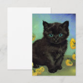 Carte D'accompagnement Van Gogh Chat noir Fleurs jaunes (Devant / Derrière)