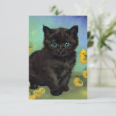 Carte D'accompagnement Van Gogh Chat noir Fleurs jaunes (Debout devant)