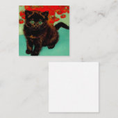 Carte D'accompagnement Van Gogh Chat noir Fleurs rouges (Devant / Derrière)