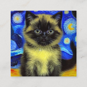 Carte D'accompagnement Van Gogh Starry Nuit Siamese Cat