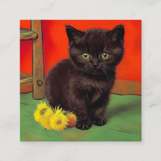 Carte D'accompagnement Van Gogh Style Chat noir (Devant)