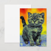 Carte D'accompagnement Van Gogh Style Chat Sunset Beach (Devant / Derrière)