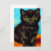Carte D'accompagnement Van Gogh Style Pouting Kitten (Devant / Derrière)