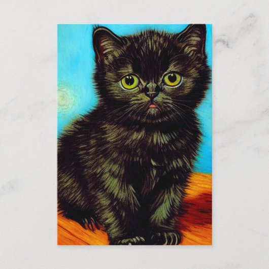 Carte D'accompagnement Van Gogh Style Pouting Kitten (Devant)