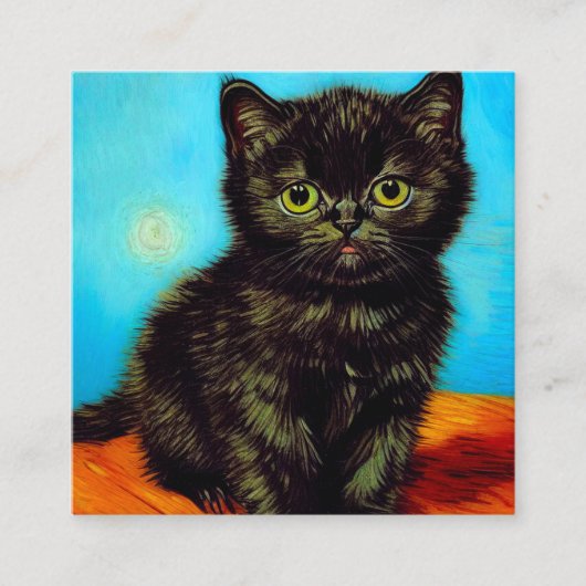 Carte D'accompagnement Van Gogh Style Pouting Kitten (Devant)