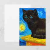 Carte D'accompagnement Van Gogh Style Starry Night Cat (Devant / Derrière)