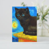 Carte D'accompagnement Van Gogh Style Starry Night Cat (Debout devant)