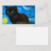 Carte D'accompagnement Van Gogh Style Starry Night Cat (Devant / Derrière)