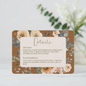 Carte D'accompagnement Vanilla White Boho Roses Rust Détails Mariage (Debout devant)