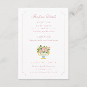 Carte D'accompagnement Vase Floral Rococo Détails de Mariage