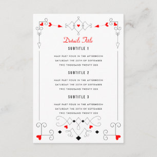 Carte D'accompagnement Vegas Cupid's Hearts Diamonds Détails du Mariage