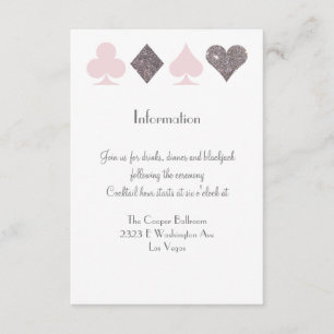Carte D'accompagnement Vegas Mariage Blush Pink Silver Extra Info Card