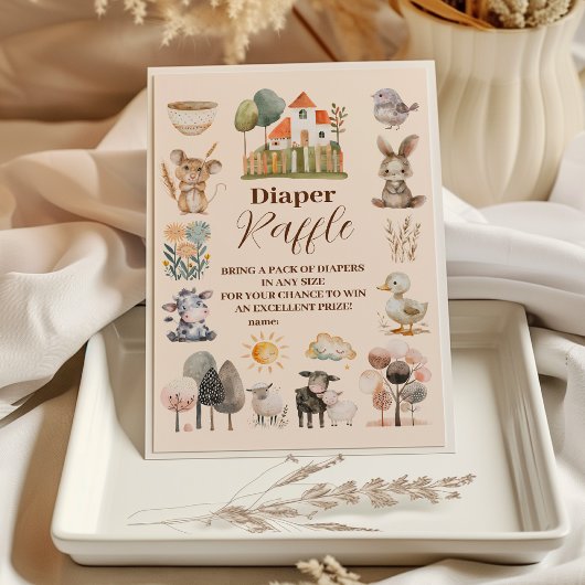 Carte D'accompagnement Végétal Animaux de ferme Barnyard Raffle Diapper