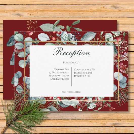 Carte D'accompagnement Végétation de Noël d'hiver Mariage de réception ro