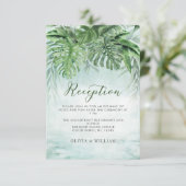 Carte D'accompagnement Végétation tropicale Aquarelle Réception de mariag (Debout devant)