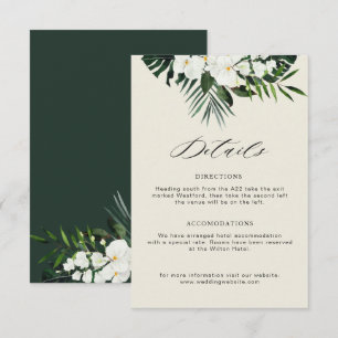 Carte D'accompagnement végétation tropicale blanc détails de la mariage