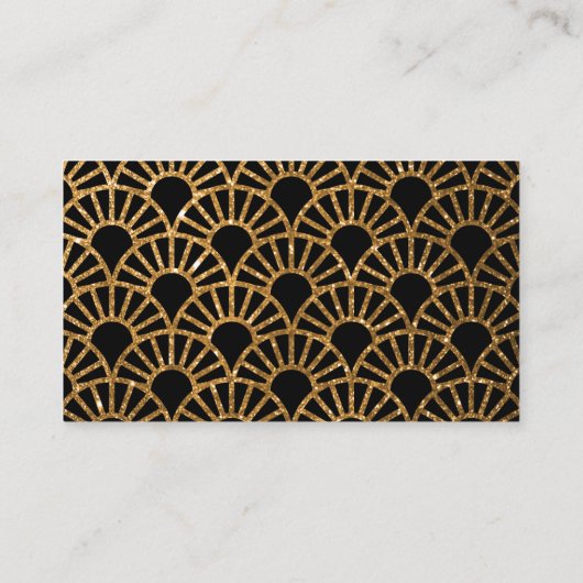 Carte D'accompagnement Ventilateur Gold Art Déco Mariage en ligne RSVP (Dos)