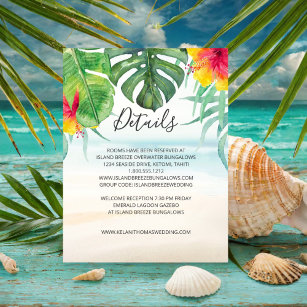 Carte D'accompagnement Vents des iles   Tropical Beach Wedding Details En