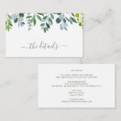 Carte D'accompagnement Verdure aquarelle, Mariage eucalyptus, Détails (Devant / Derrière)