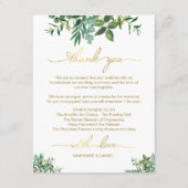 Carte D'accompagnement Verdure Aquarelle Mariage Itinéraire Gold Script (Dos)
