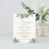 Carte D'accompagnement Verdure Aquarelle Mariage Itinéraire Gold Script (Debout devant)